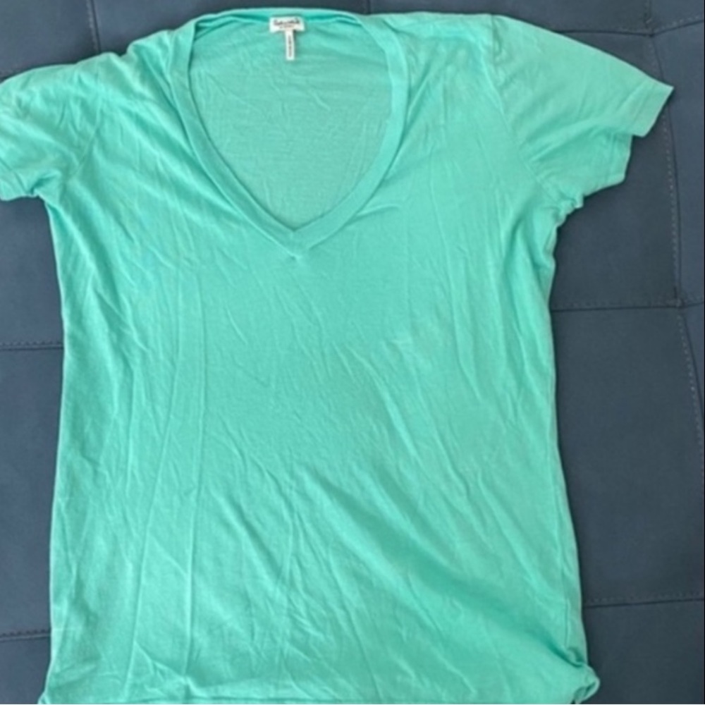 Splendid cotton V- Neck Tee Shirt XS Short Sleeve Blue Green Soft